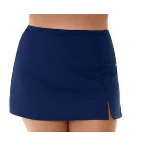 Swim Solutions Tummy Control Swim Skirt Skort Bottom Navy Blue 16W NWT